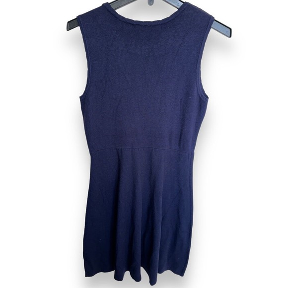 1940s Navy High Waist Retro Pearl Sleeveless Womens XL Sweater Dress - Picture 9 of 15